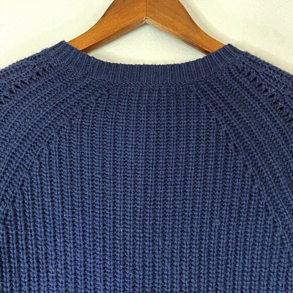 J.Crew Wool Blend Crewneck Sweater Sz XXS Navy Pointelle‎ Cable knit Style E6733 - Picture 9 of 11